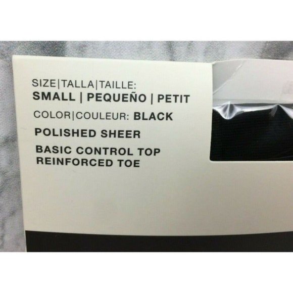 Anne Klein Polished Sheer Black Small Basic Control Top Pantyhose Reinforced Toe - Picture 2 of 4